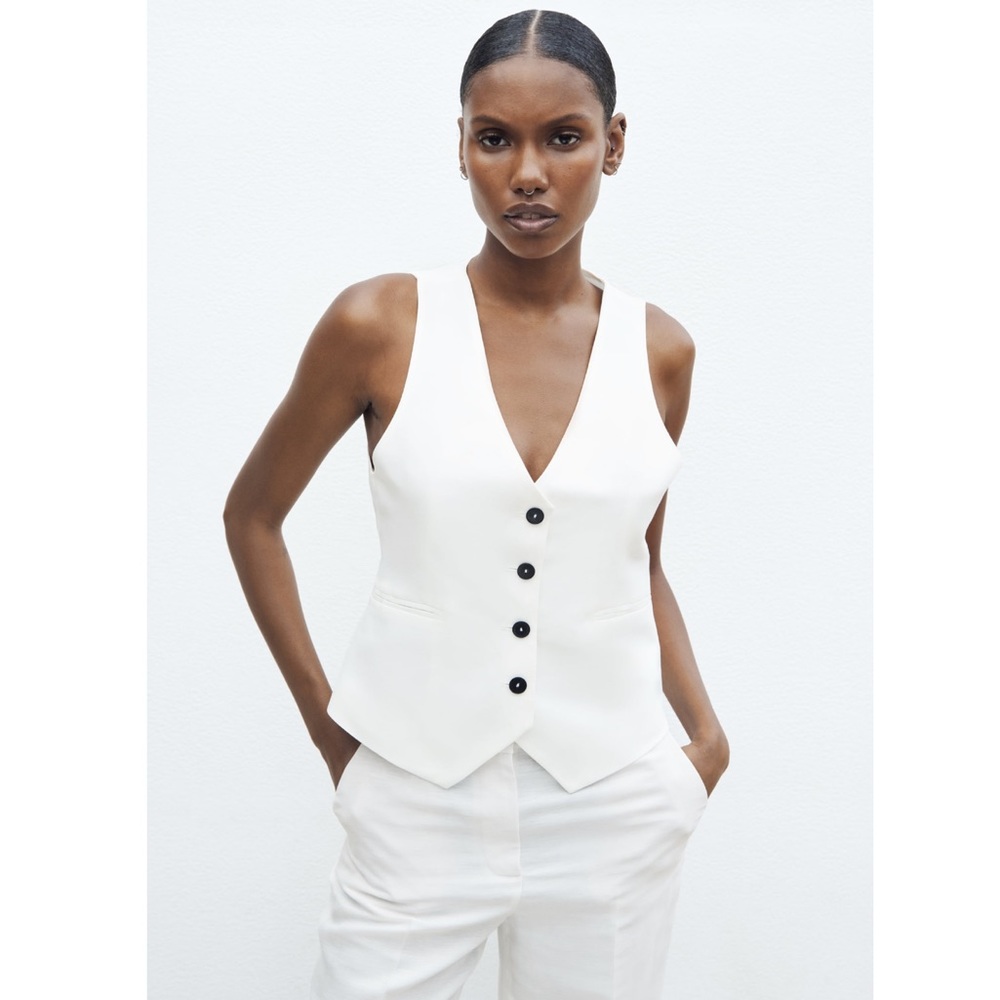 Zara TAILORED LINEN BLEND WAISTCOAT